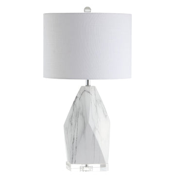 Oslo 25.5" Ceramic Marble/Crystal LED Table Lamp - JONATHAN Y
